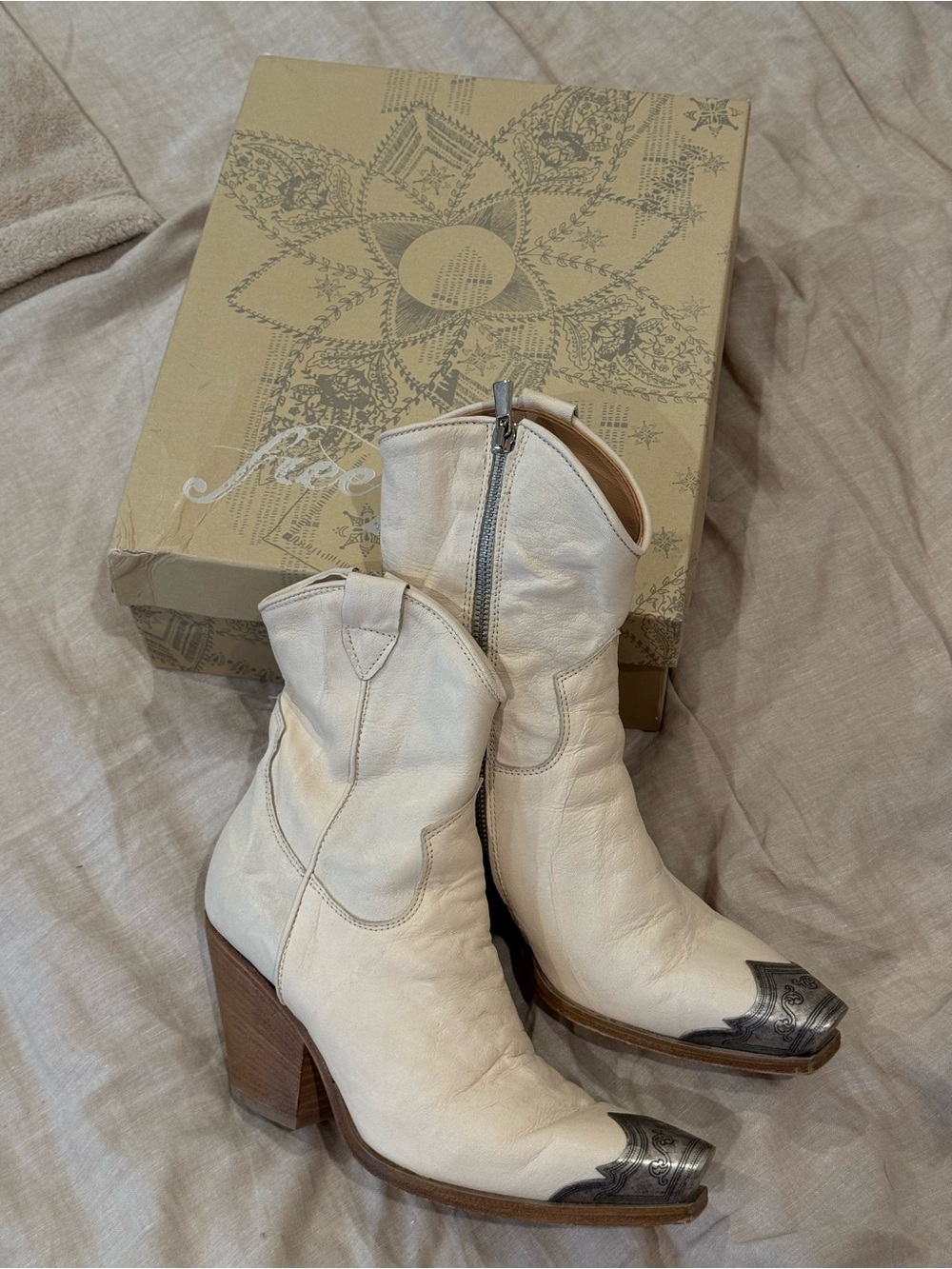Free People Brayden Western Boot, White/Blanc